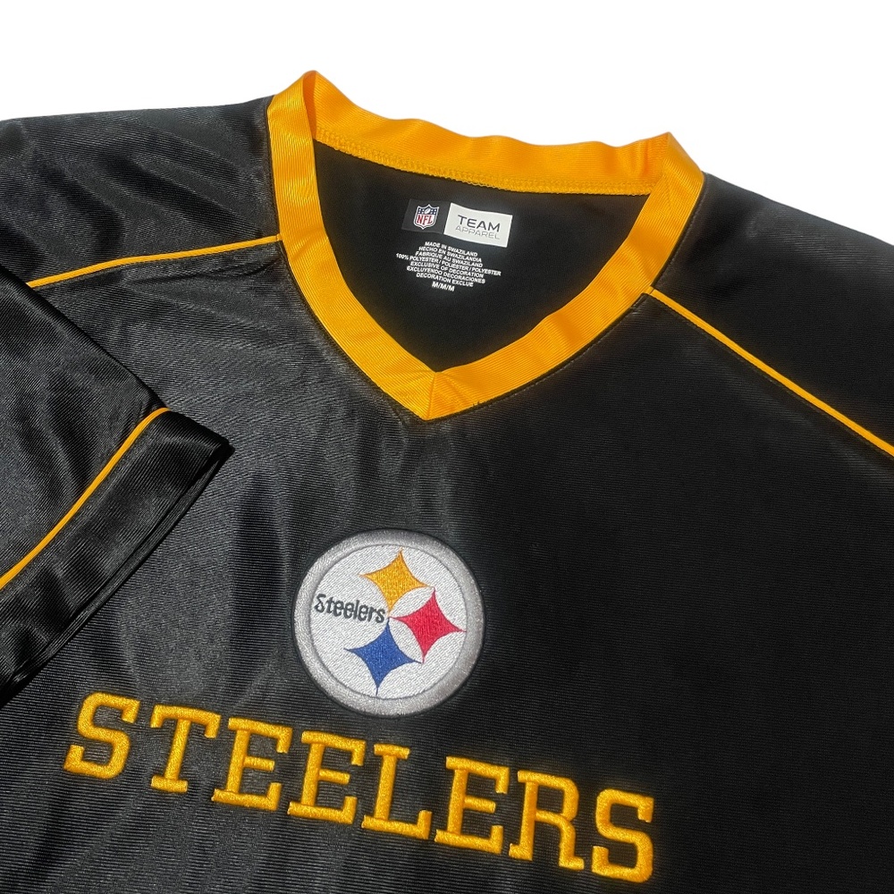 NFL Team Apparel Pittsburgh Steelers Medium‎ Logo Embroidered Black Gold